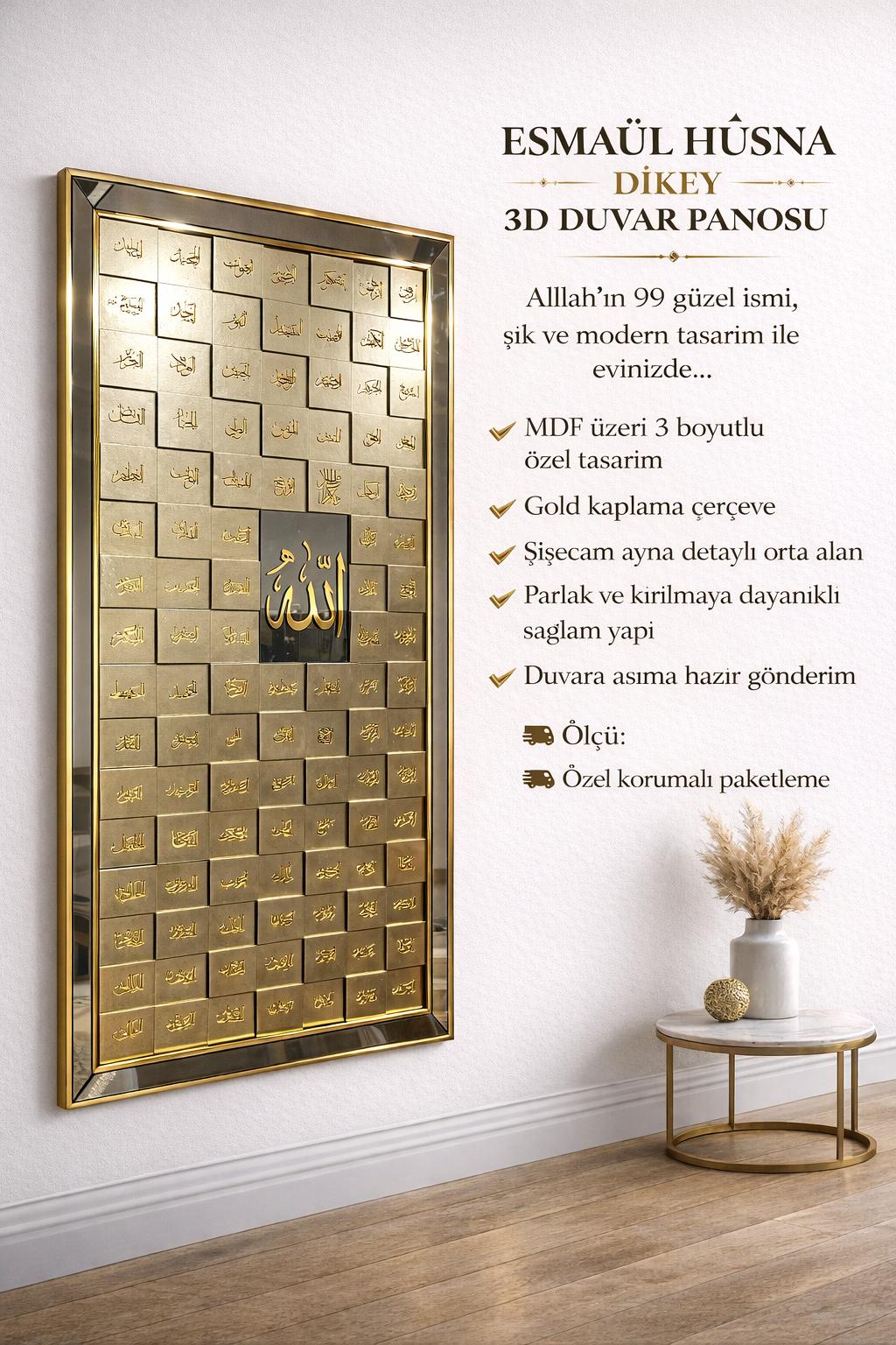 ESMEÜL HÜSNA DİKEY 3D DUVAR PANOSU